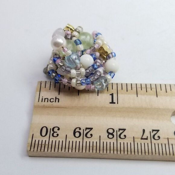 Vintage Purple Blue Beaded Cluster Clip On Earring, Retro 50s 60s Style, Estate - Picture 4 of 5
